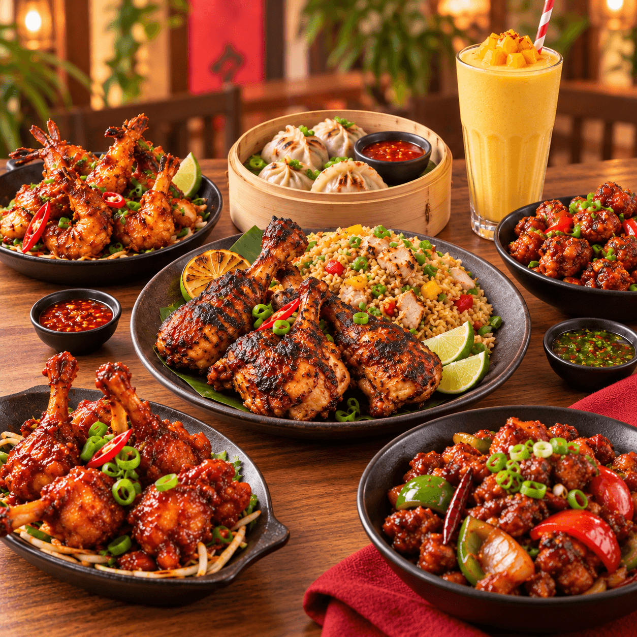 Restaurant hero background showcasing our signature dishes